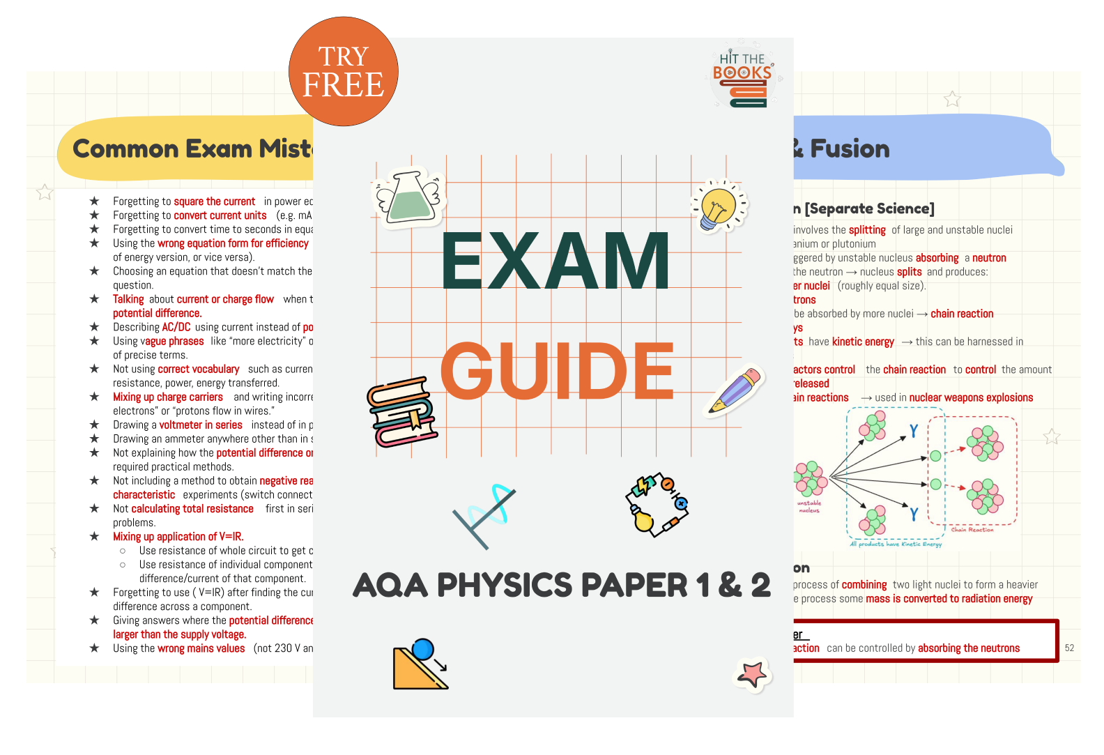 Preview of the AQA GCSE Physics Exam Guide, showing a sample page with clear explanations and diagrams.